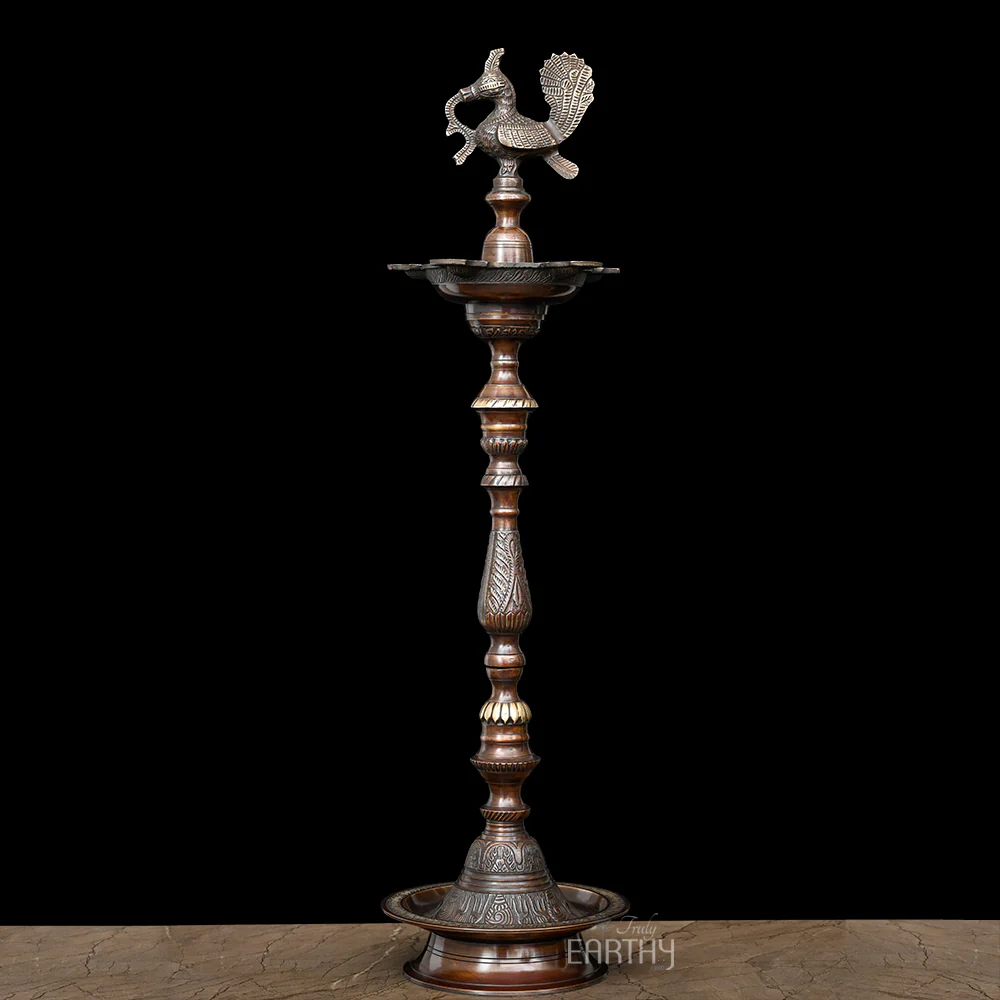 Large Size Peacock Lamp in Brass (91.4 cm) - Image 2