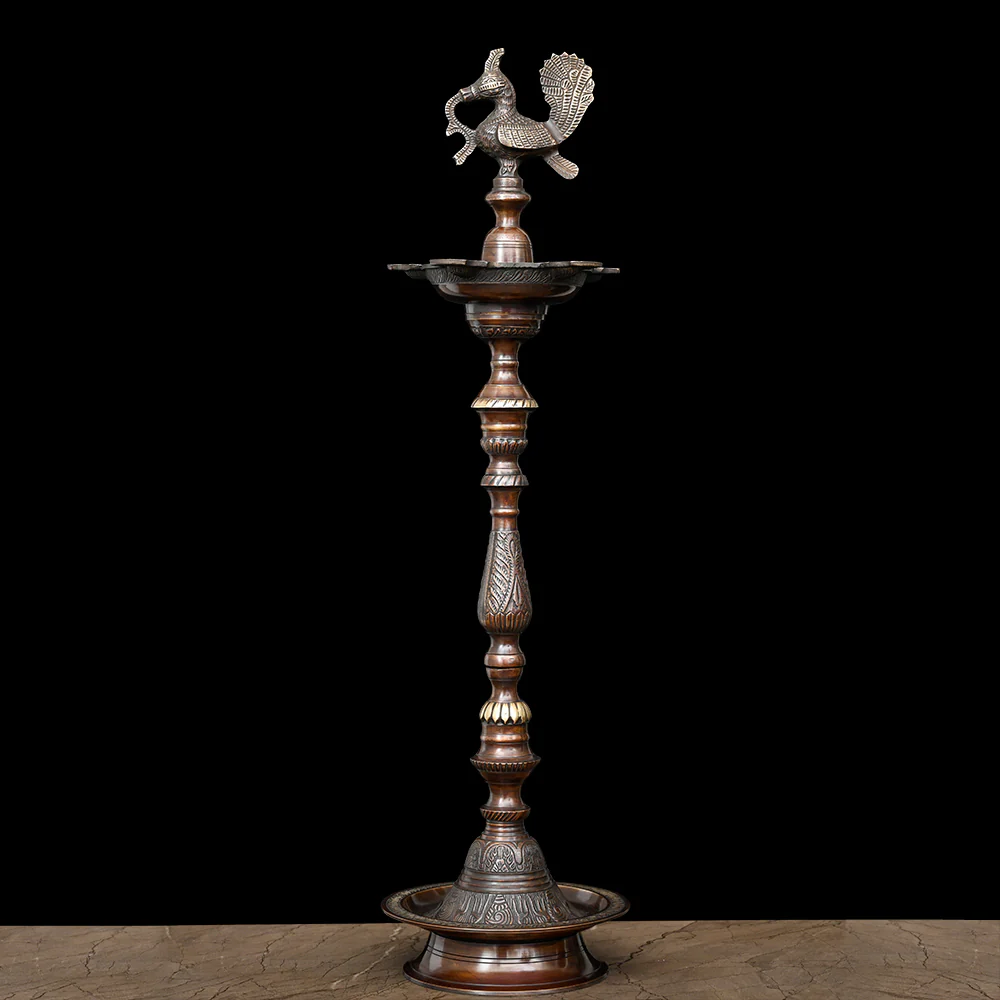 Large Size Peacock Lamp in Brass (91.4 cm) - Image 3