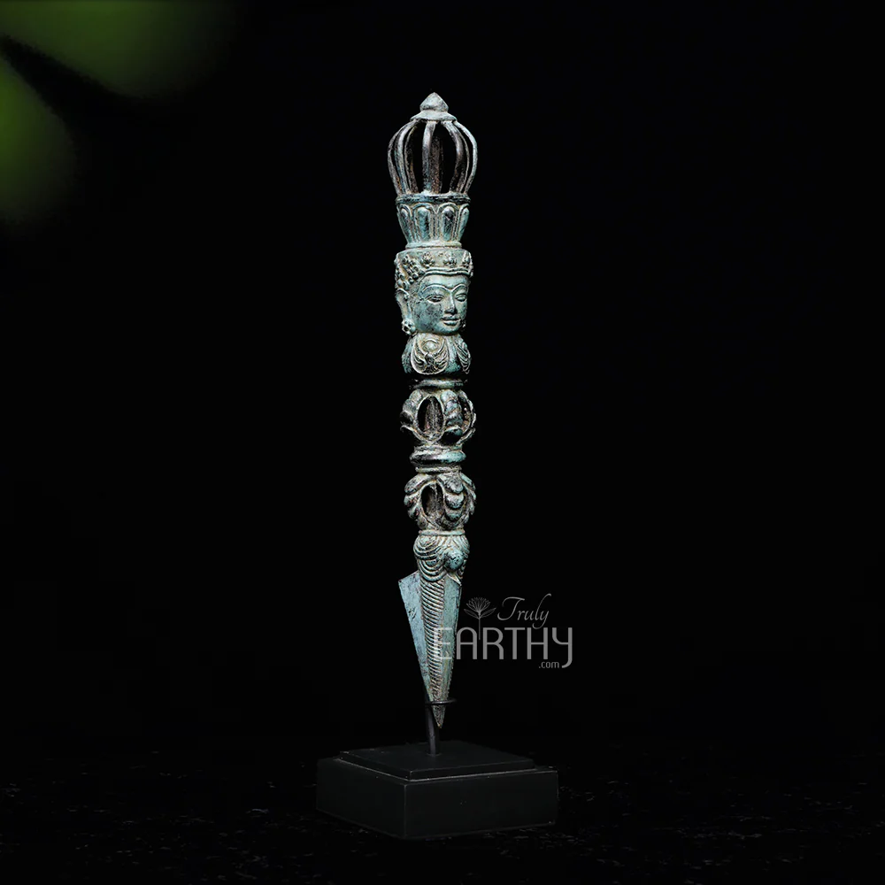 Balinese Bronze Dagger with Face of Buddha 18" - Image 3