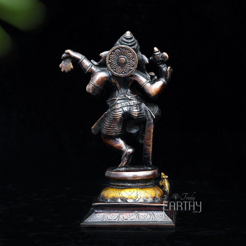 Brass Dancing Ganapathi Statue (24 cm) - Image 5