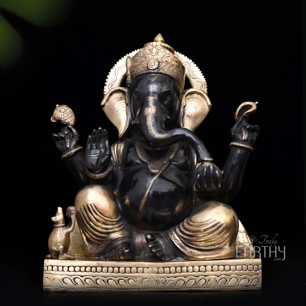 Brass Ganesh Statue in Abhaya Mudra (51 cm)