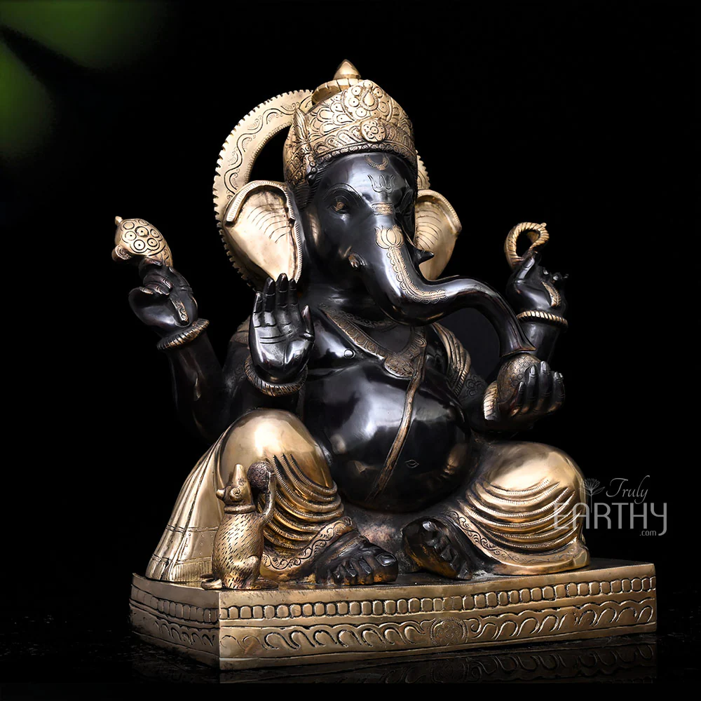 Brass Ganesh Statue in Abhaya Mudra (51 cm) - Image 4