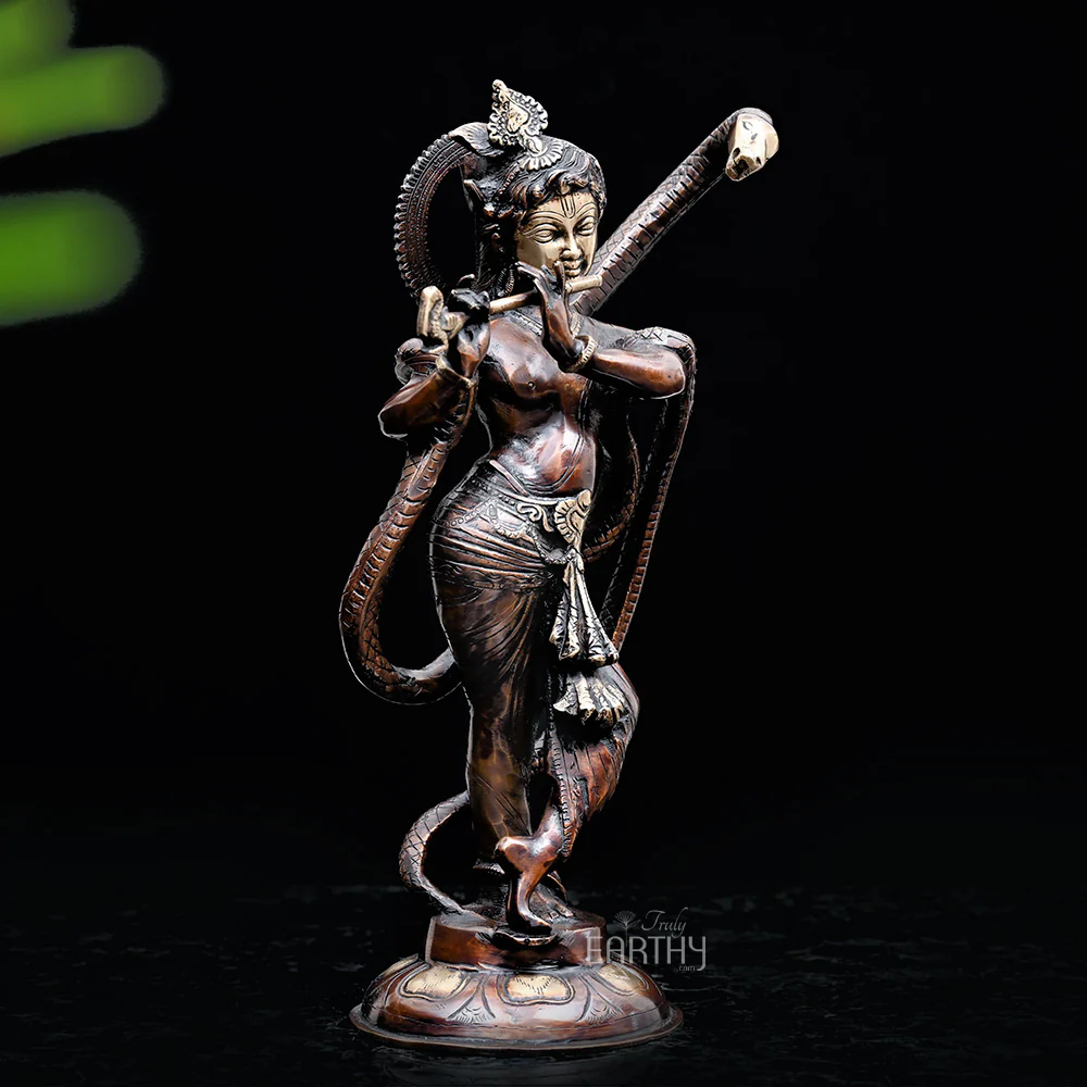 Brass Krishna & Kaliya - Image 2