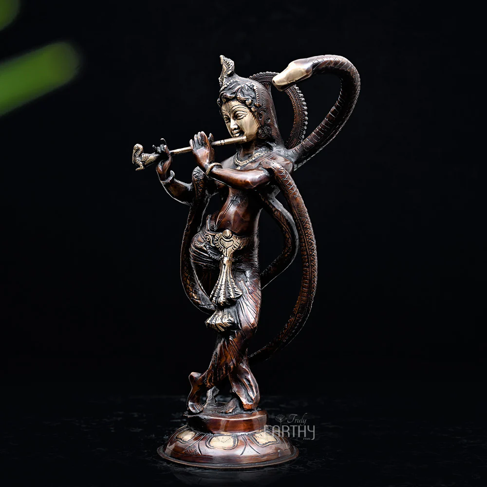 Brass Krishna & Kaliya - Image 3