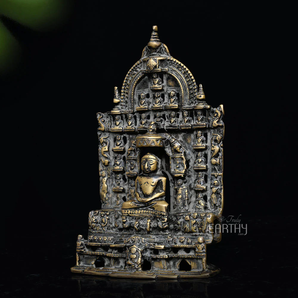 Vintage Brass Mahavir Ji with Jain Tirthankaras Sculpture - Image 2