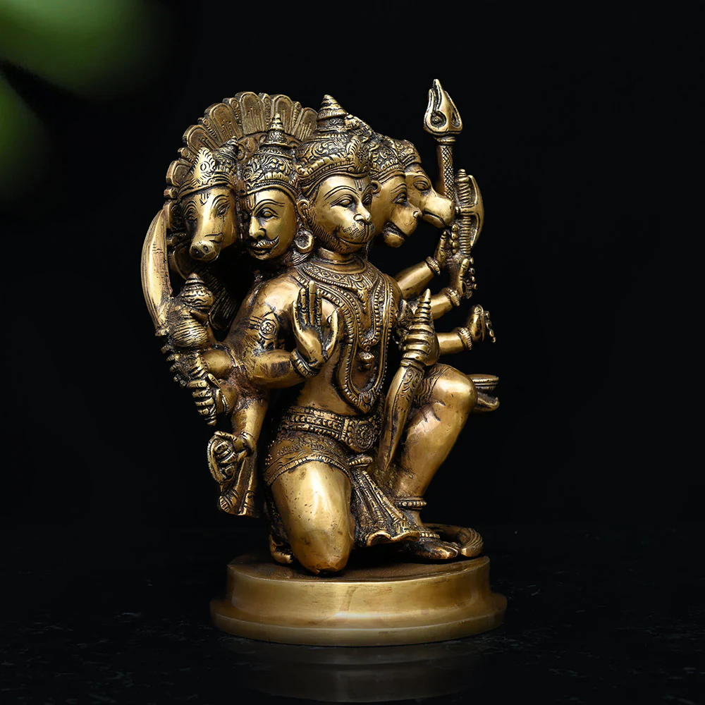 Brass Panchmukhi Hanuman Ji Idol - Image 4
