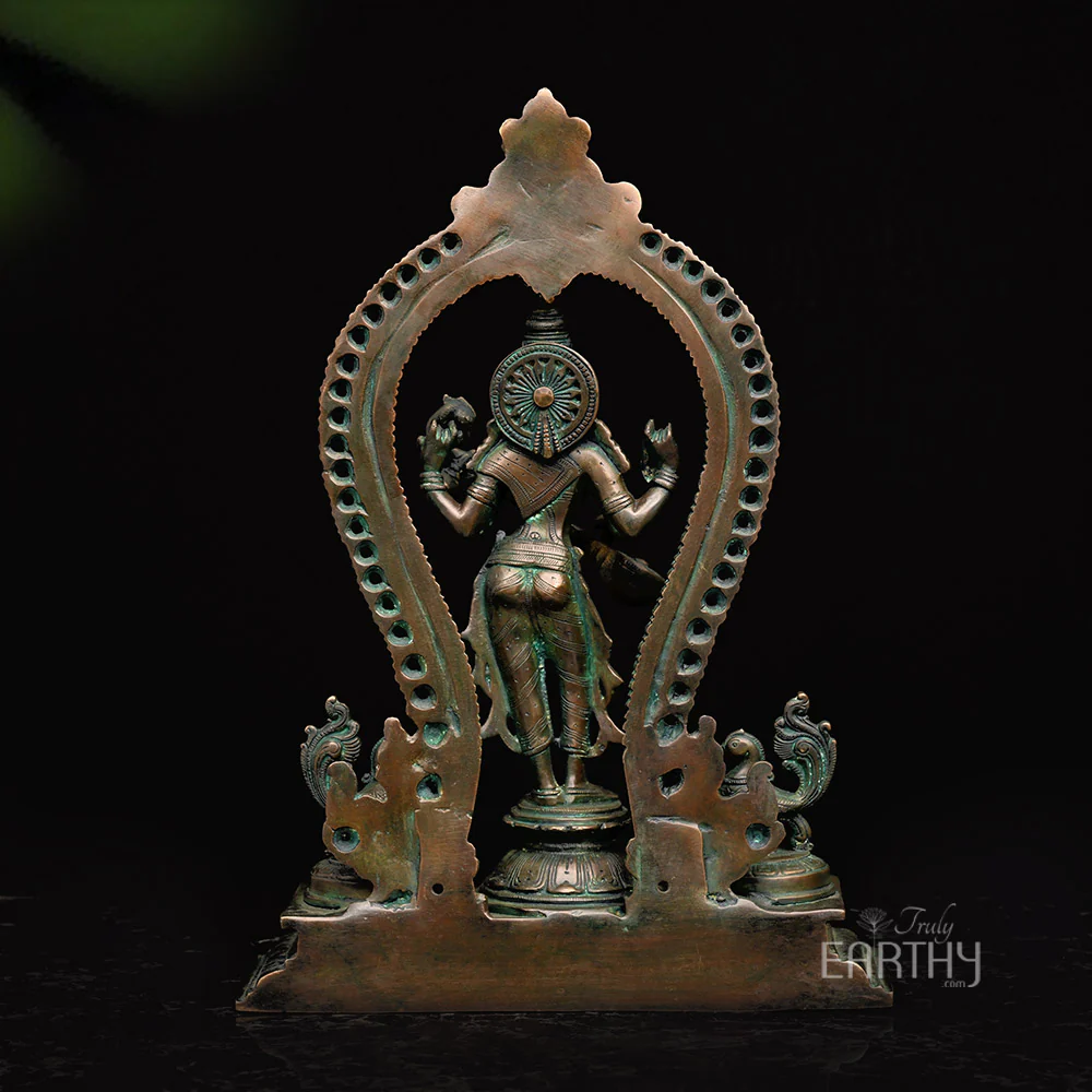 Brass Saraswati with Peacocks - Image 5