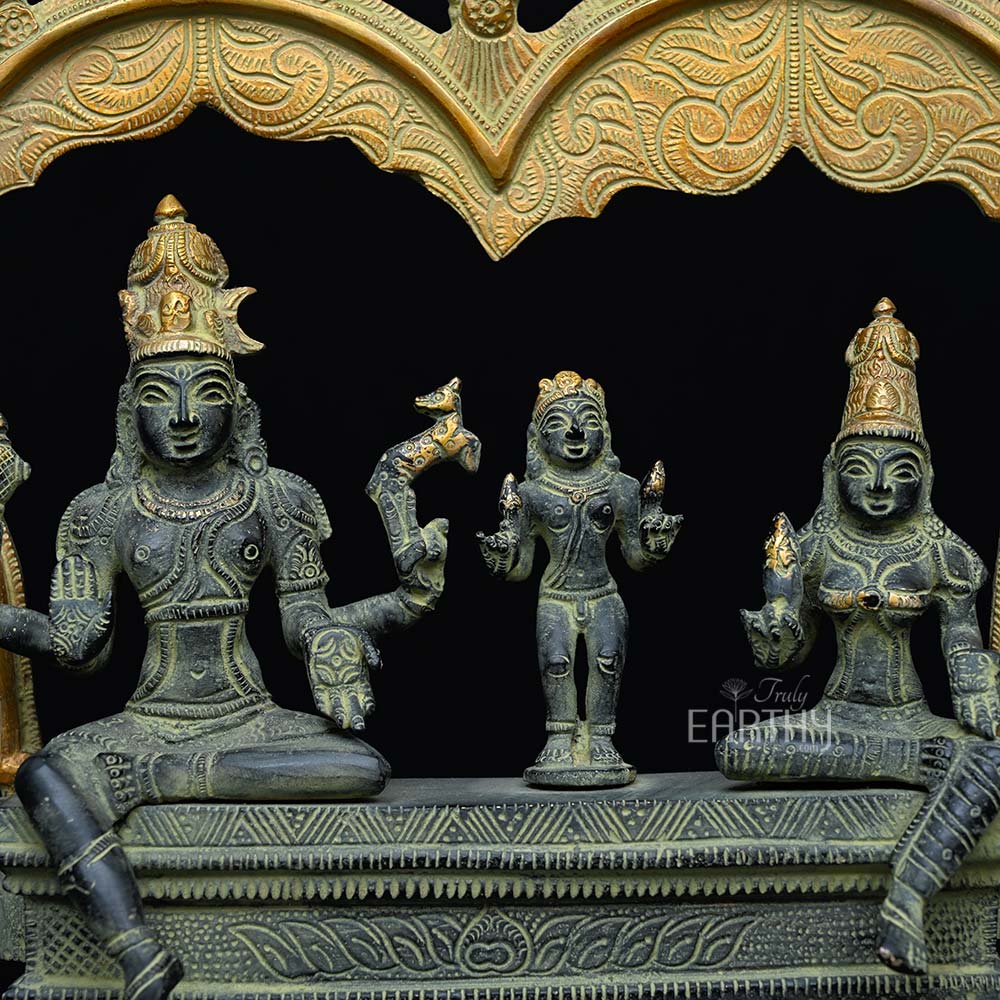 Brass Somaskanda Shiva, Parvati & Kartikeya Sculpture - Image 5