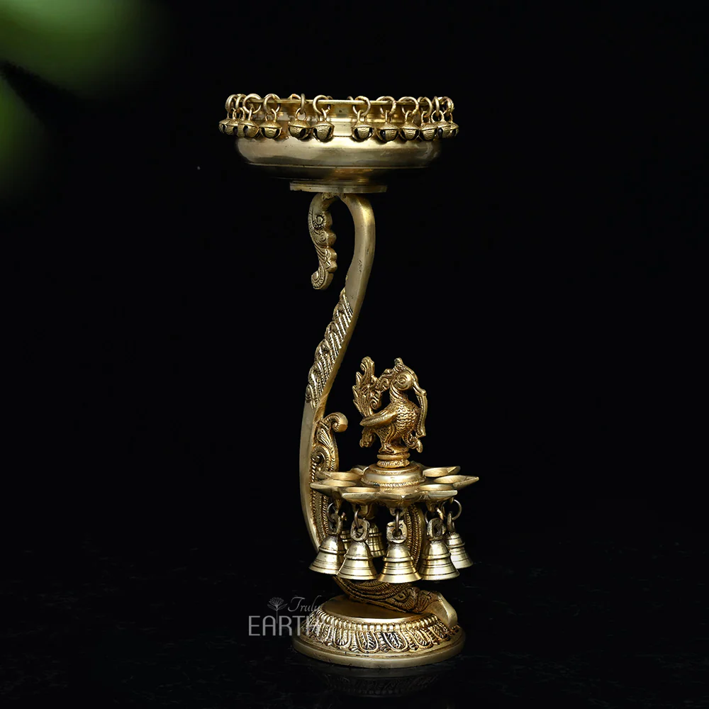 Brass Unique Urli with Peacock Diyas - Image 5
