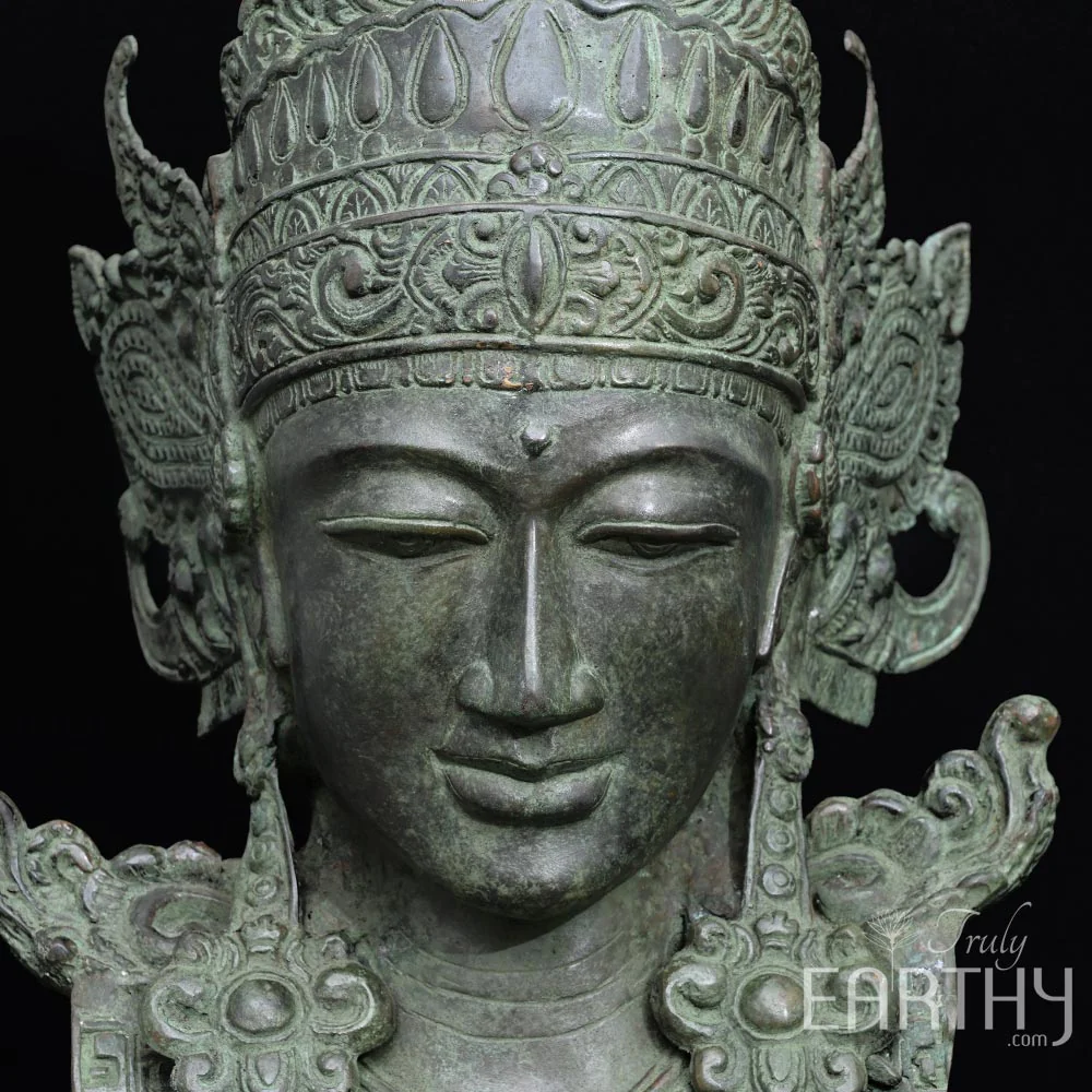 Bronze Vishnu Bust Sculpture with Garuda - Image 2
