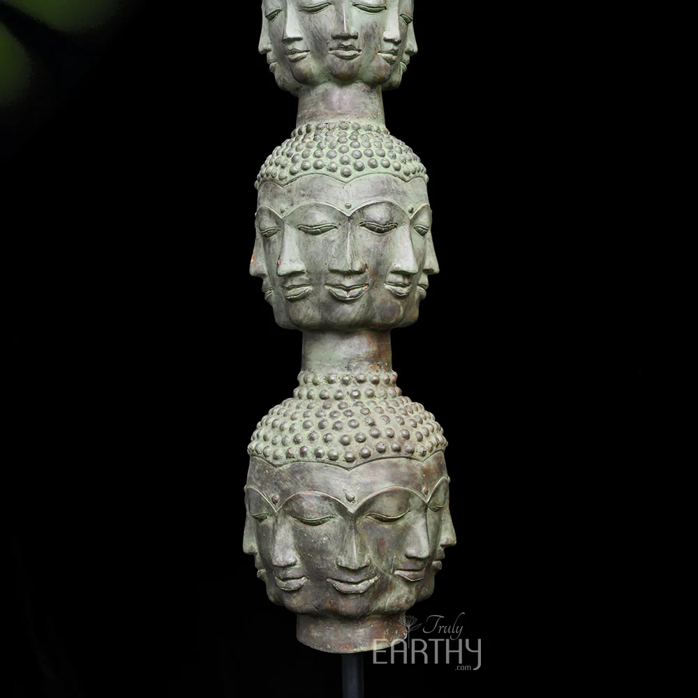 Tower of Tranquility: 56 Buddha Heads - Bronze Sculpture (159 cm) - Image 2