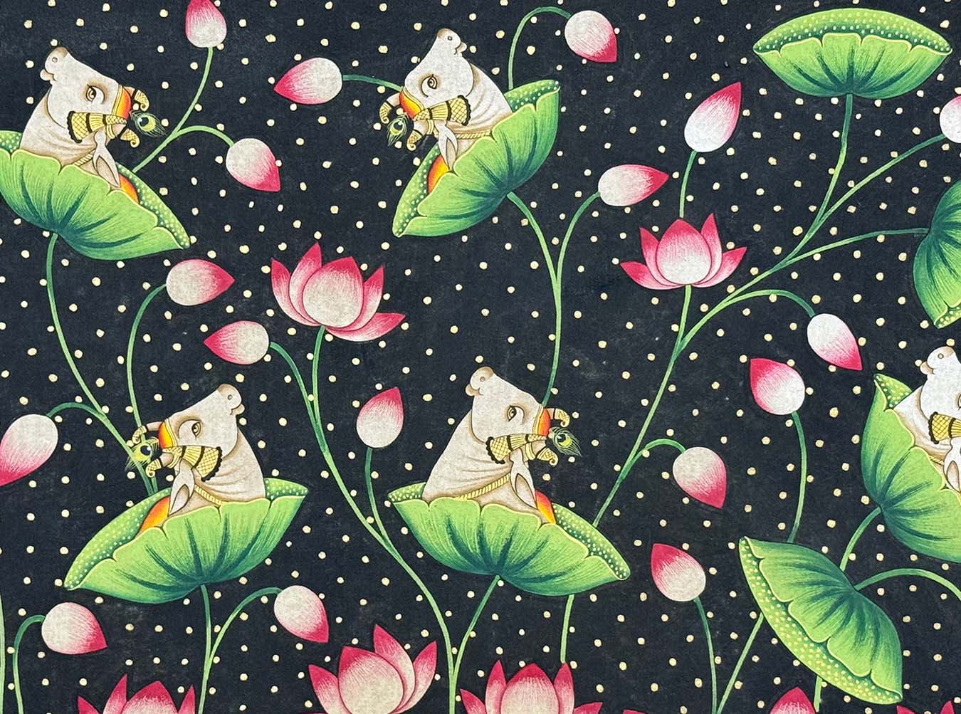 Serene Cows - Handmade Pichwai Painting (Unframed) - Image 2