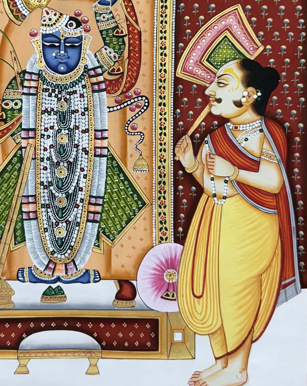 Fine Shrinathji Darshan - Handmade Pichwai Painting (Unframed / 44.9 x 56.3 cm) - Image 4