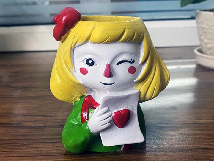 Girl with a Book Resin Pot (without Plant) - Image 3