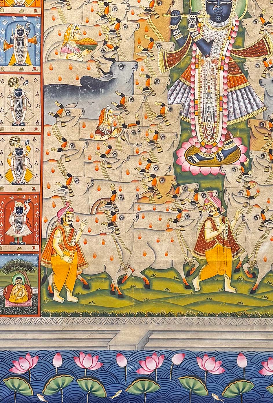 Gopashtami with 24 Swaroop - Pichwai Painting (Handmade / Unframed / 120.3 x 180.3 cm) - Image 4