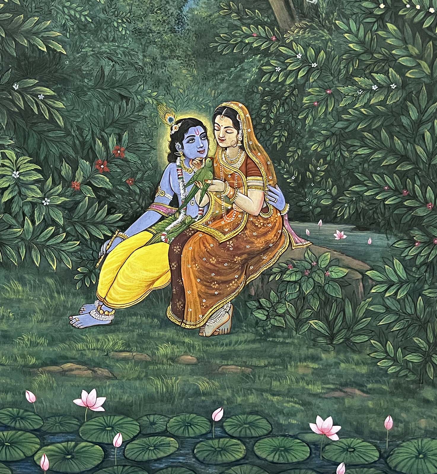 Handmade Krishna & Radha ji Painting (Unframed) - Image 3