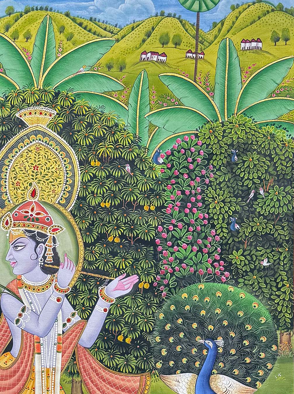 Handmade Lord Krishna Painting (Unframed / 85.5 x 116 cm) - Image 4