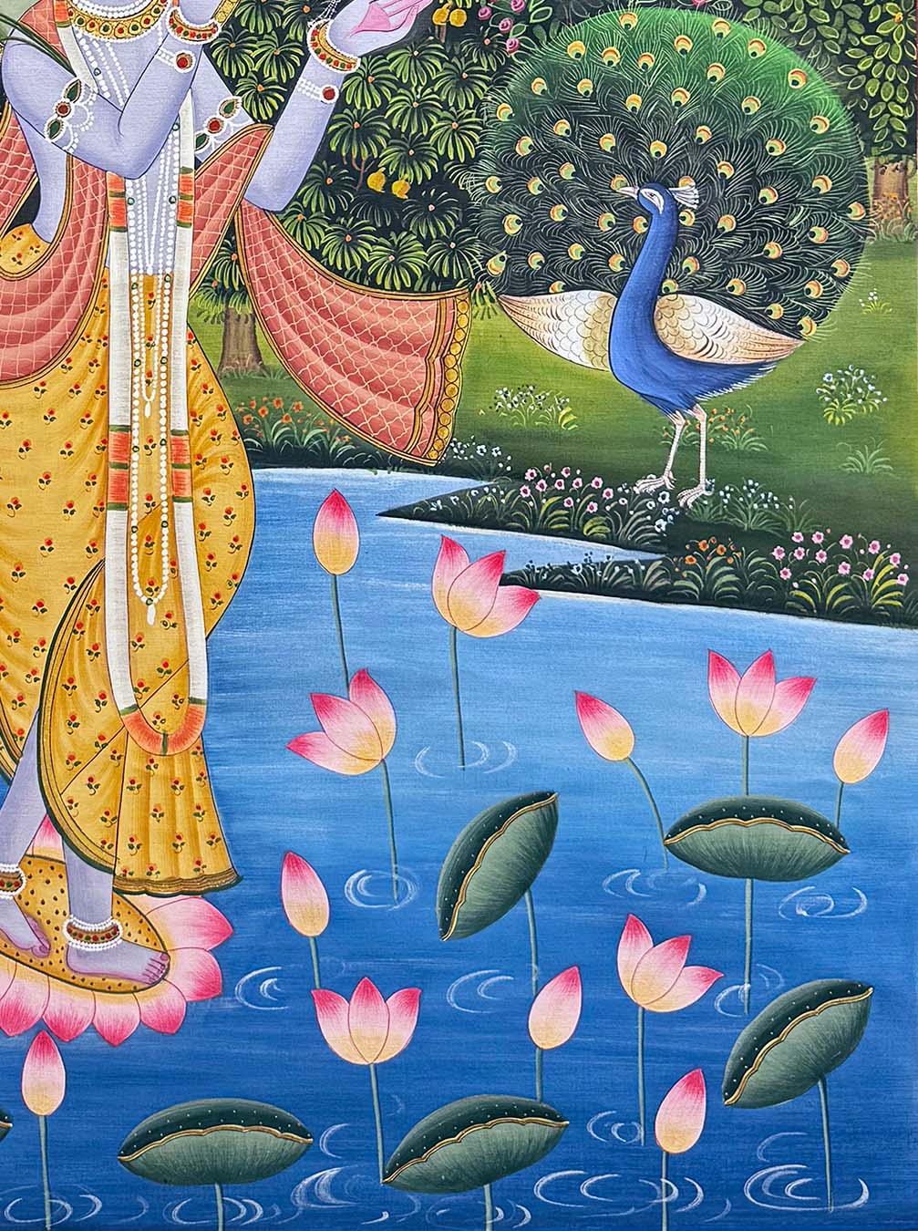 Handmade Lord Krishna Painting (Unframed / 85.5 x 116 cm) - Image 5