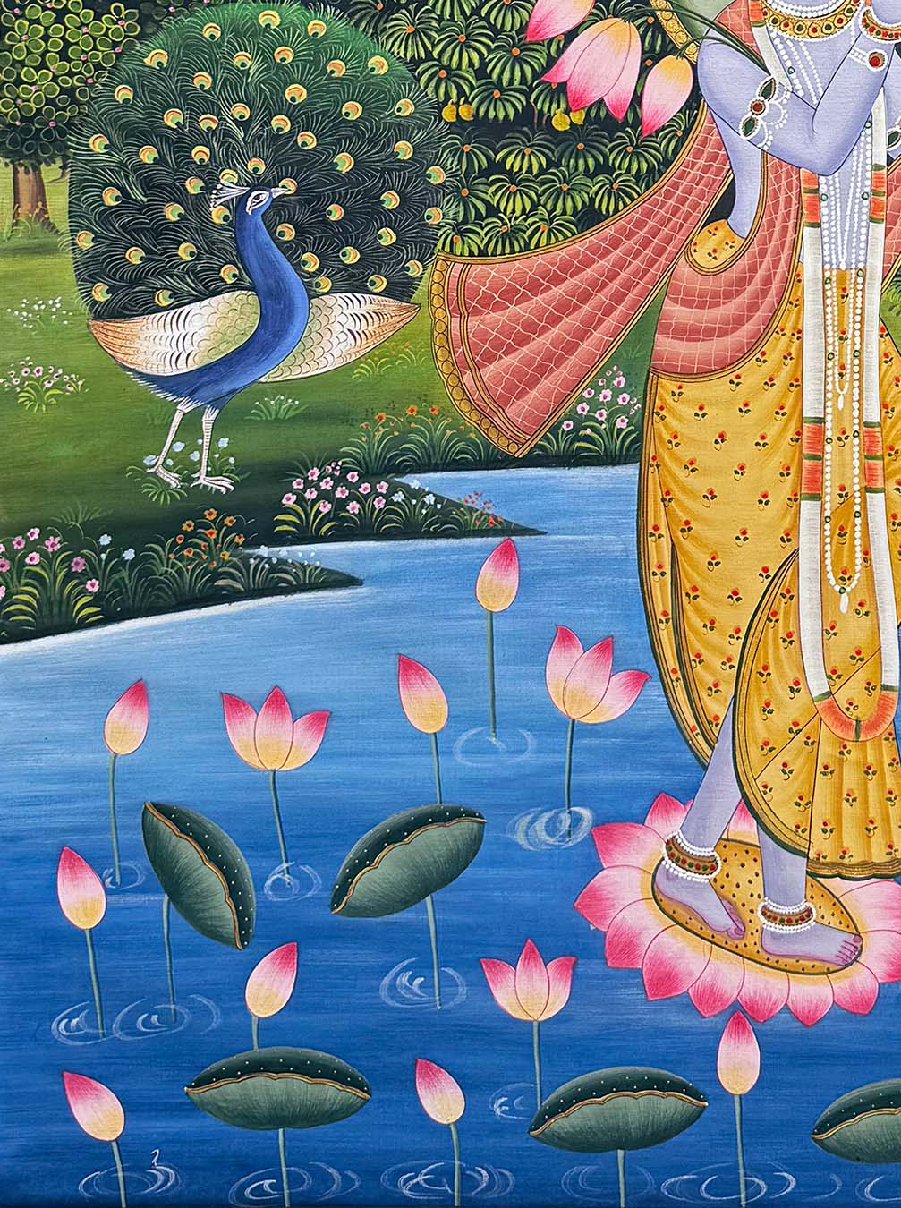 Handmade Lord Krishna Painting (Unframed / 85.5 x 116 cm) - Image 6