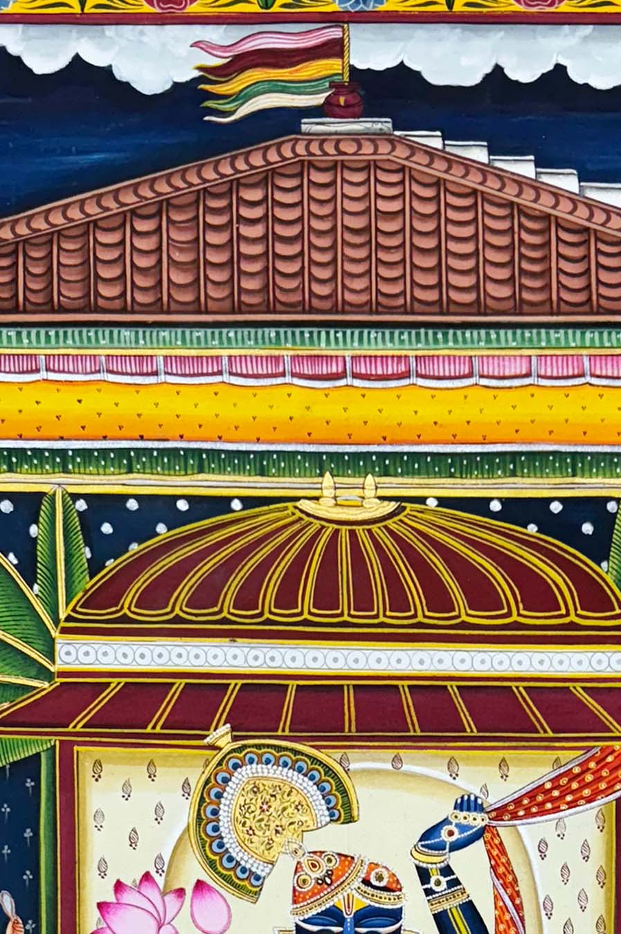 Handmade Pichwai Painting - Sharad Purnima (Unframed) - Image 5