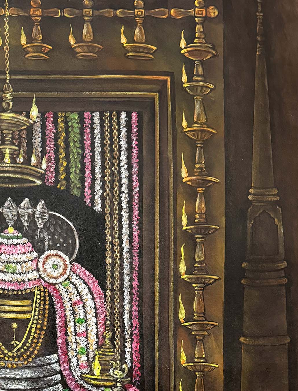Handmade Vintage Shiva Lingam Painting on Canvas - Image 5