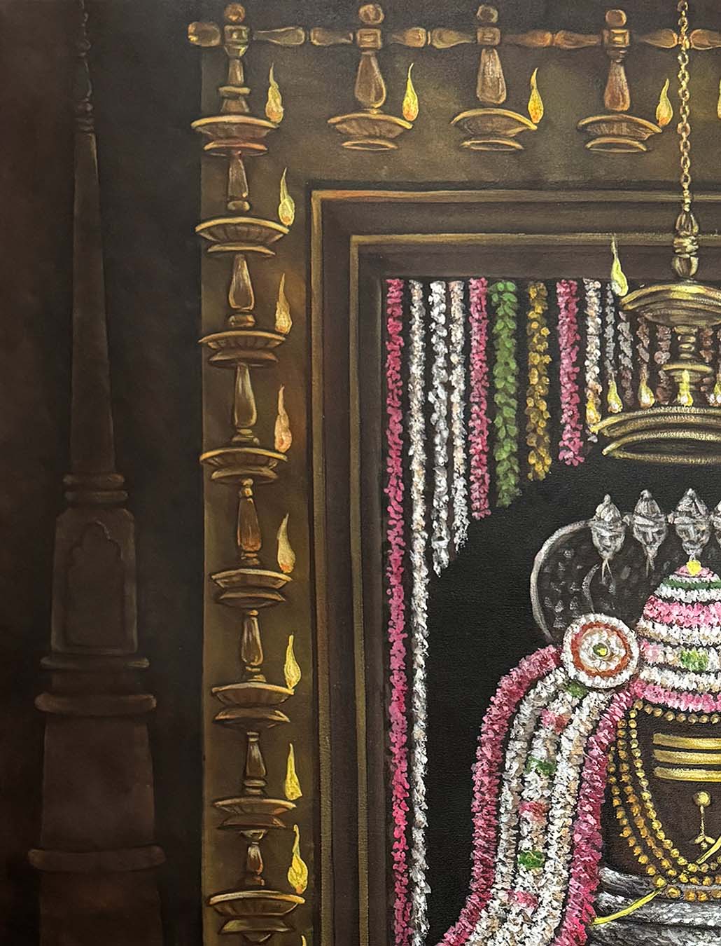 Handmade Vintage Shiva Lingam Painting on Canvas - Image 6