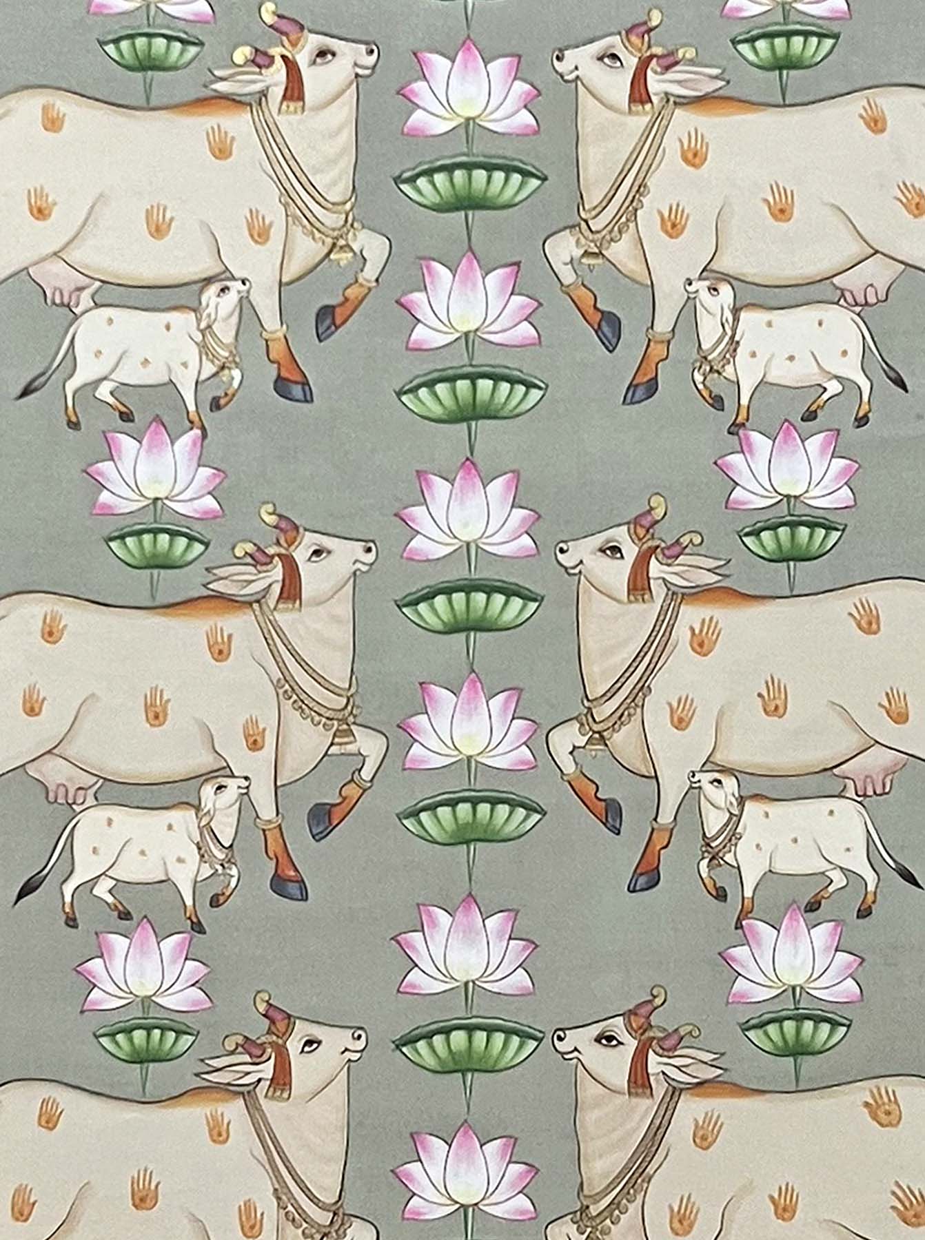 Hanmade Cows Pichwai Painting (Unframed) - Image 3