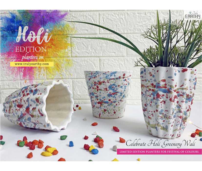 Holi Splatters Ceramic Planter - Set of 2(Limited Edition)
