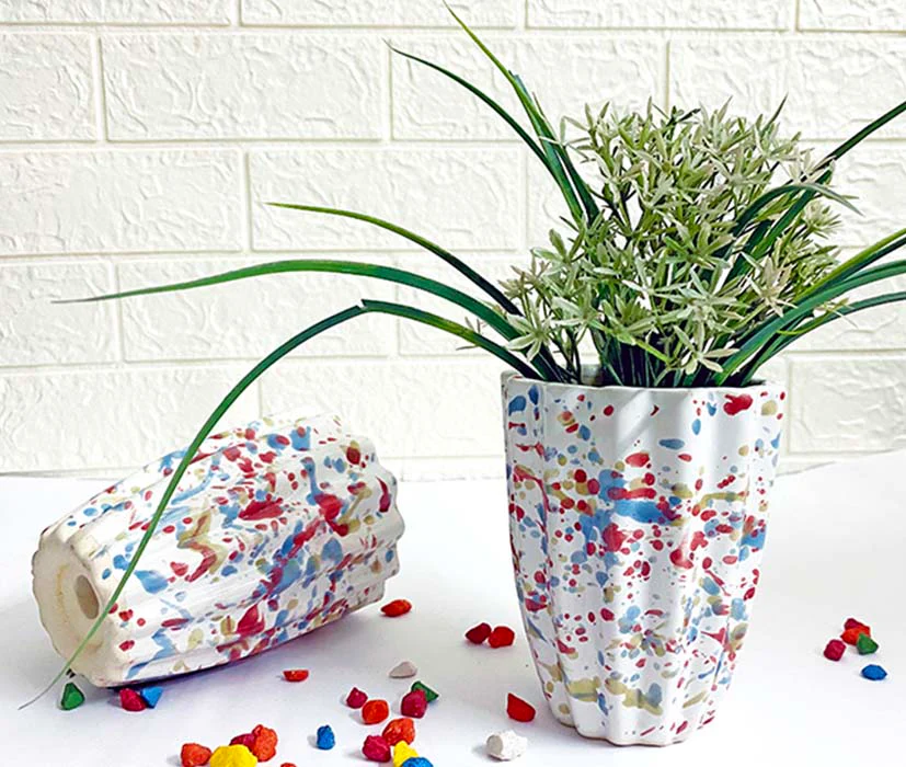 Holi Splatters Ceramic Planter - Set of 2(Limited Edition) - Image 2