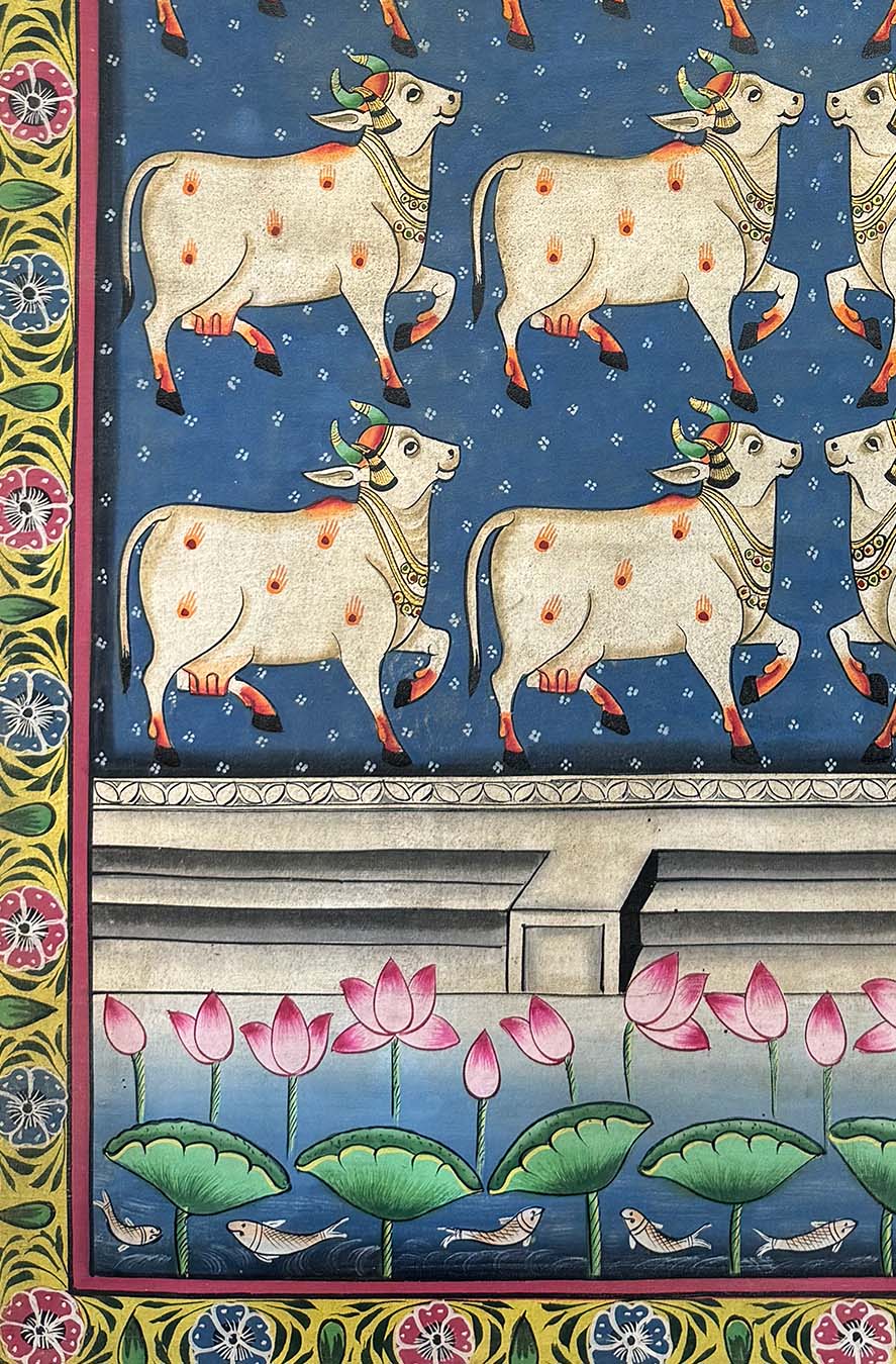 Holy Cows - Handmade Pichwai Painting (Unframed) - Image 3