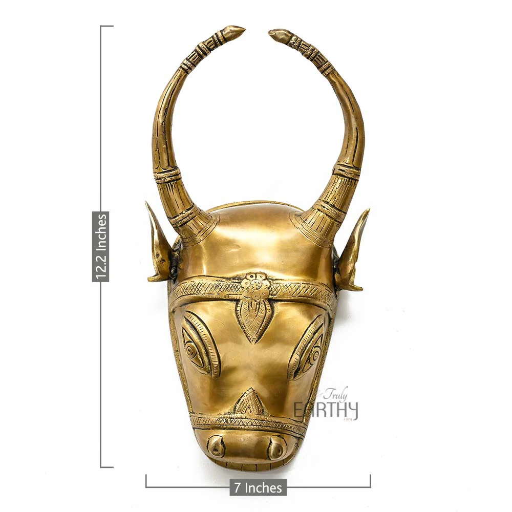 Indian Brass Cow Head Wall Hung (3 Kg / 30.9 Cm) - Image 5
