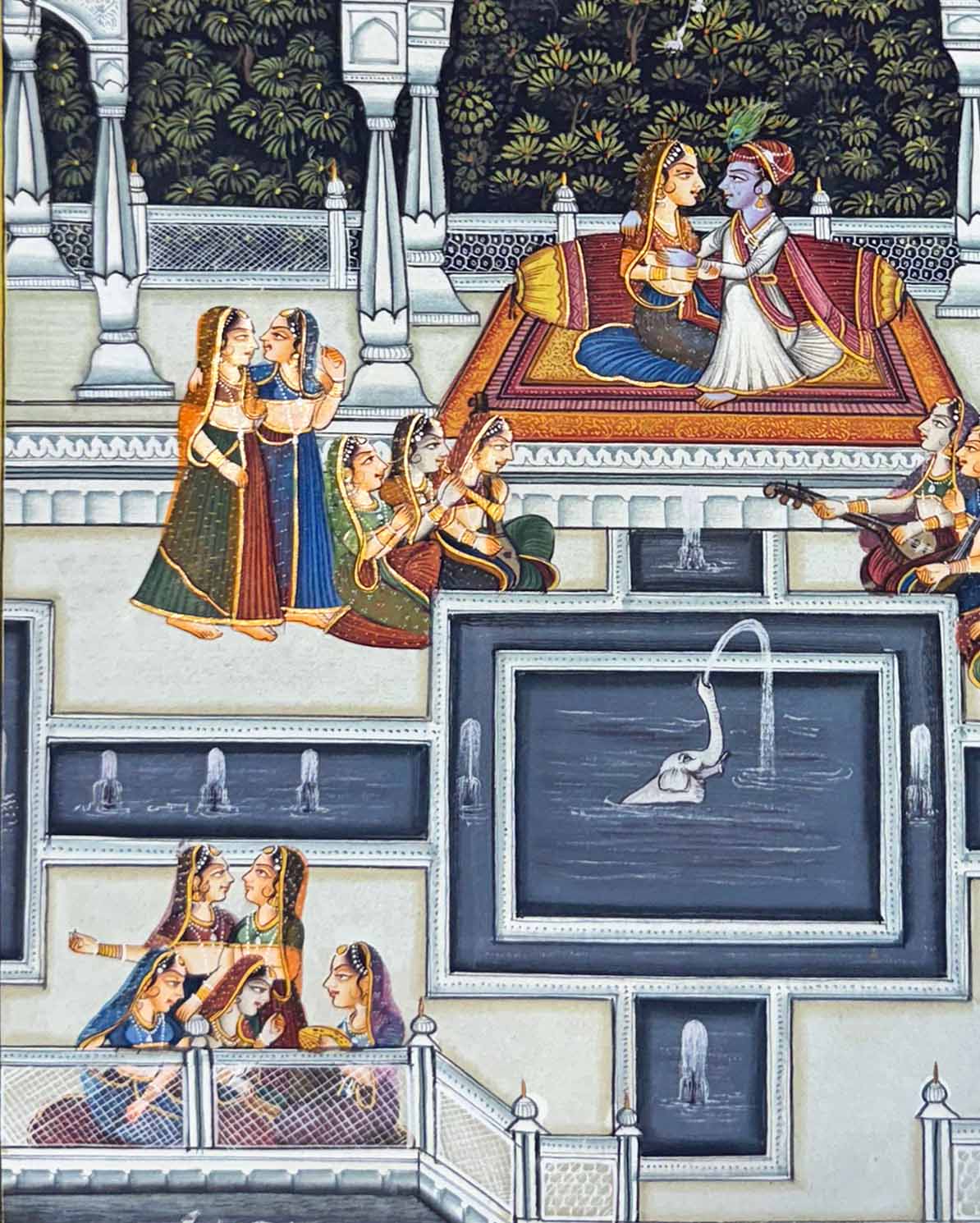 Kishangarh Miniature Painting of Radha Krishna (Handmade / Unframed / 27 x 37.3 cm) - Image 3