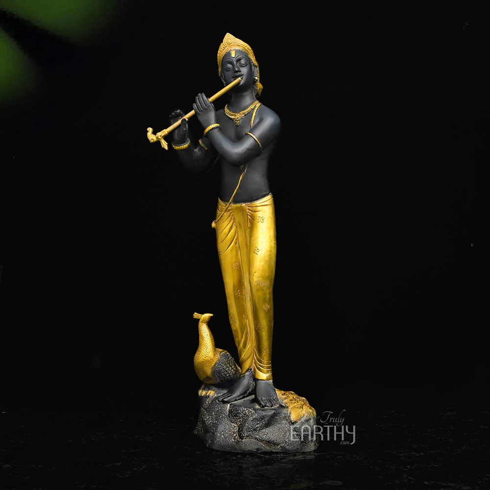 Krishna & His Enchanting Melody / Brass Sculpture (71.8 cm) - Image 3