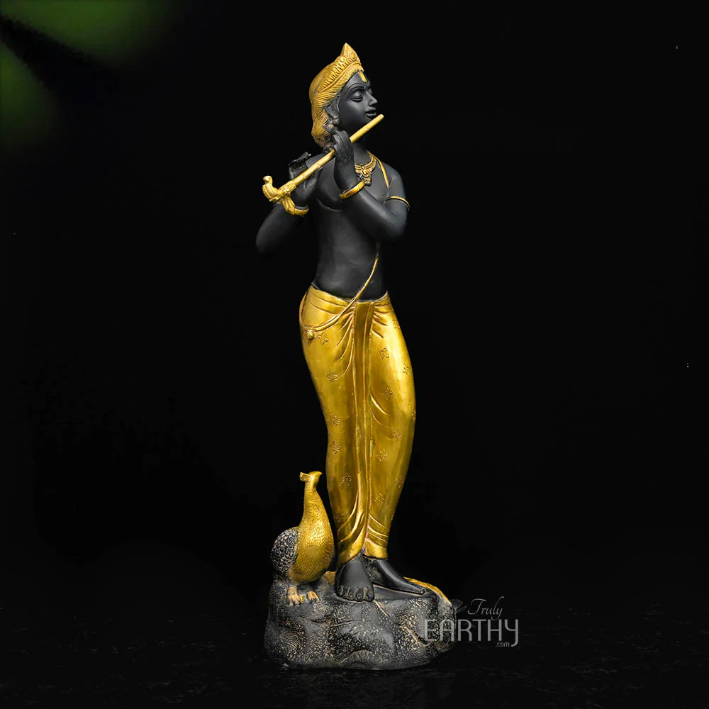 Krishna & His Enchanting Melody / Brass Sculpture (71.8 cm) - Image 4