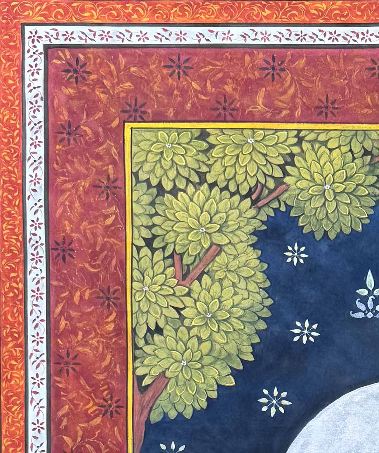 Enchanting Krishna & Flute - Handmade Painting (Unframed / 109.2 x 134.6 cm) - Image 3