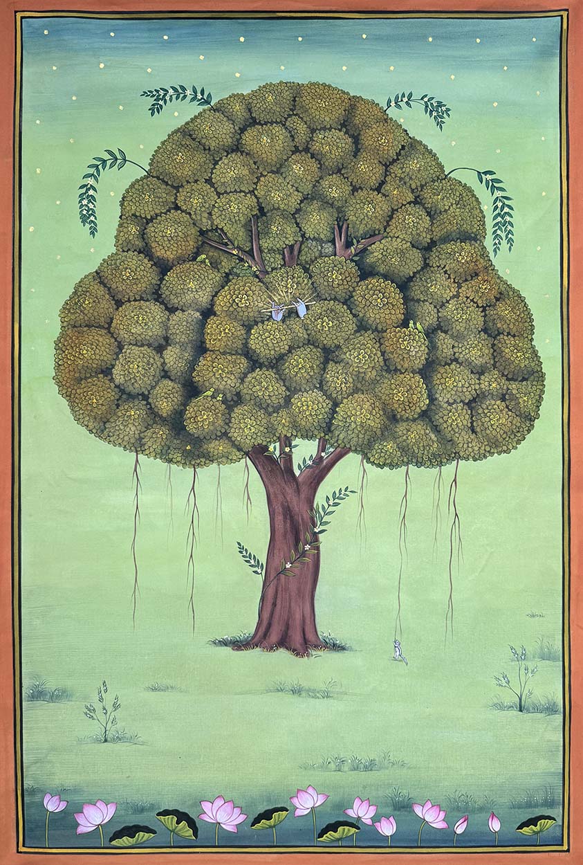 Krishna Hidden in The Tree of Life & Cows - Set of 3 Handmade Paintings (Unframed) - Image 3