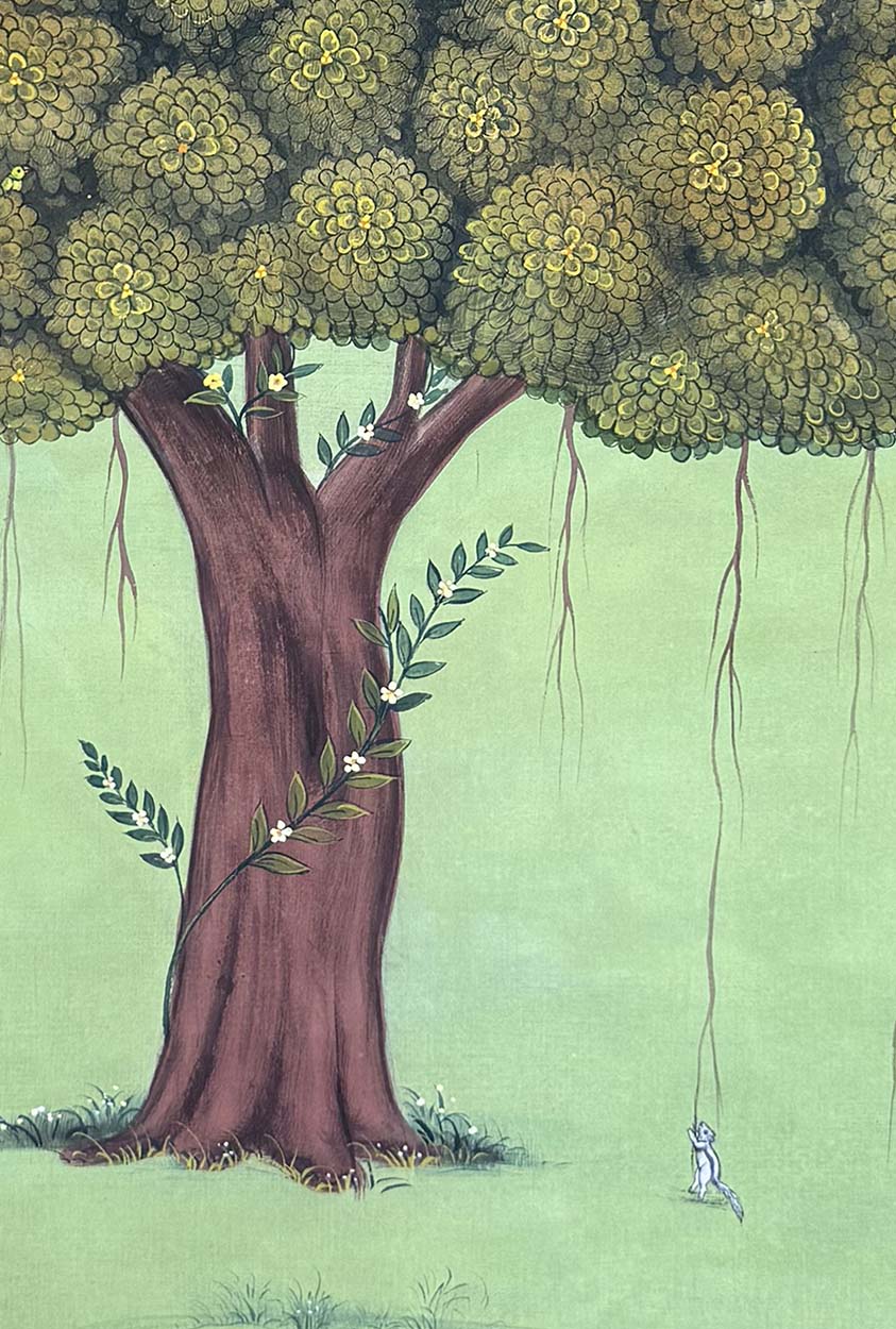 Krishna Hidden in The Tree of Life & Cows - Set of 3 Handmade Paintings (Unframed) - Image 6