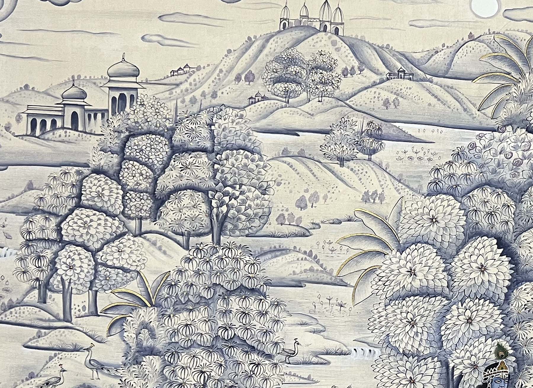 Krishna with Cows - Handmade Painting (Unframed) - Image 3