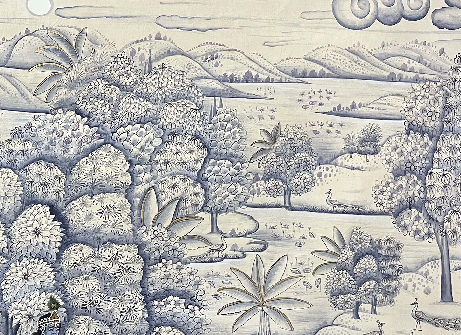 Krishna with Cows - Handmade Painting (Unframed) - Image 4