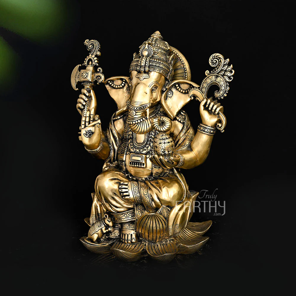 Large Fine Brass Ganesha Statue (55.8 cm / 31.27 Kg) - Image 2