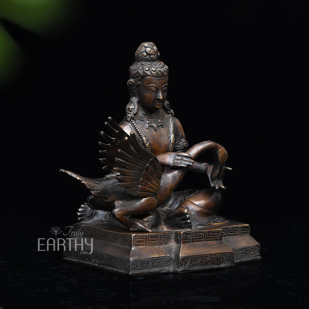 Lord Buddha with Swan l Brass Statue - Image 2