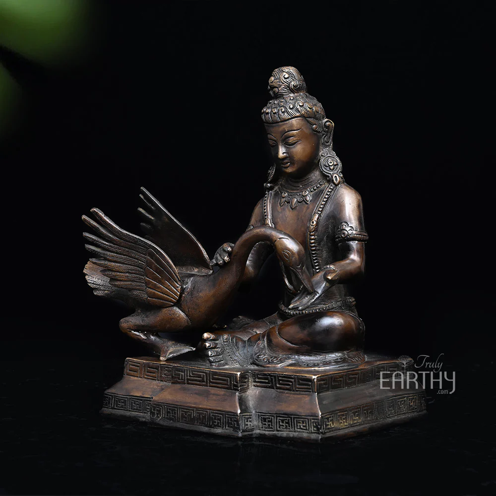 Lord Buddha with Swan l Brass Statue - Image 3