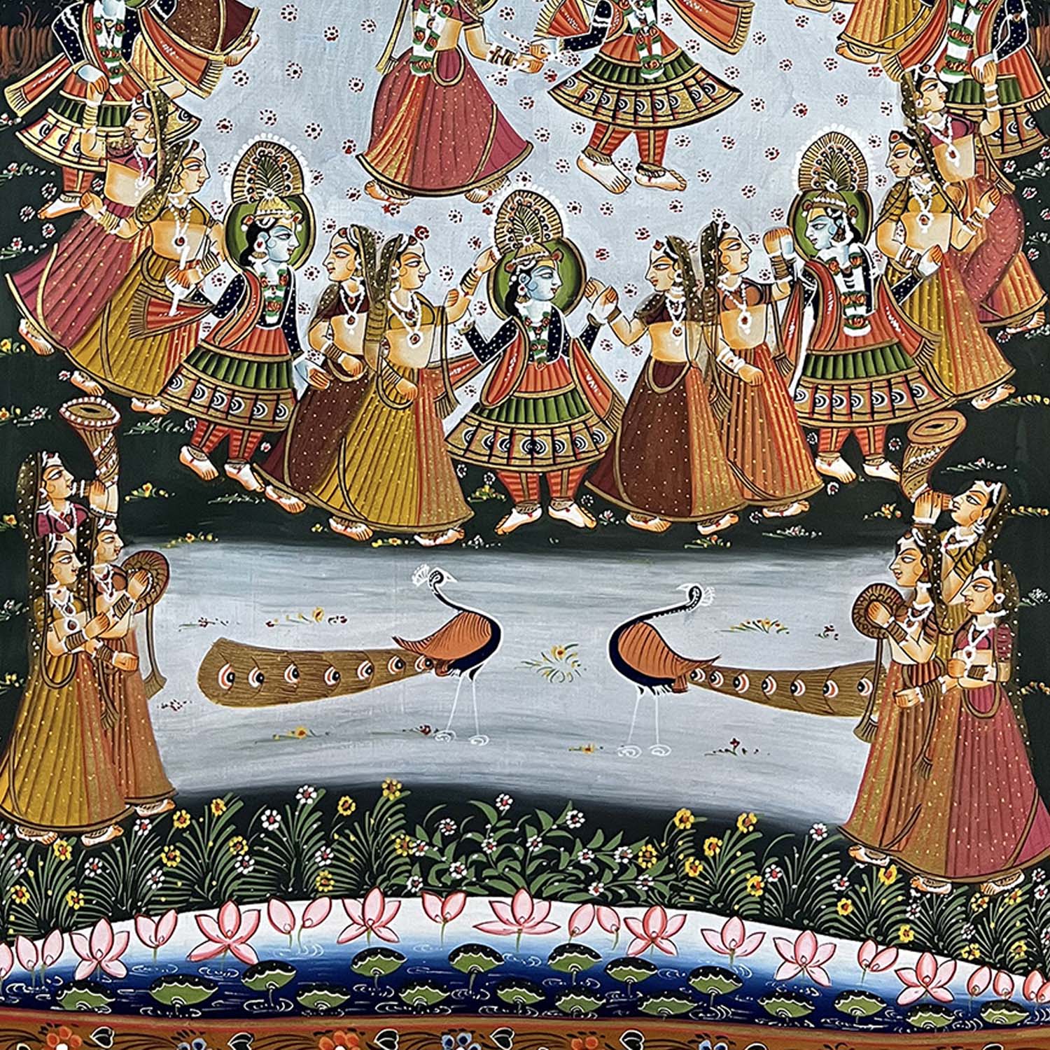 Handmade Lord Krishna Raas-Leela Painting (Unframed) - Image 3