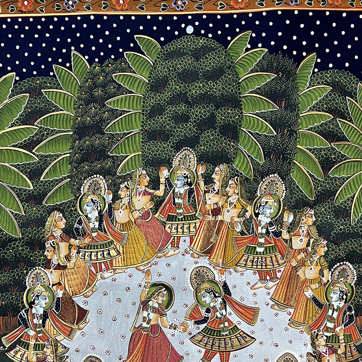 Handmade Lord Krishna Raas-Leela Painting (Unframed) - Image 4