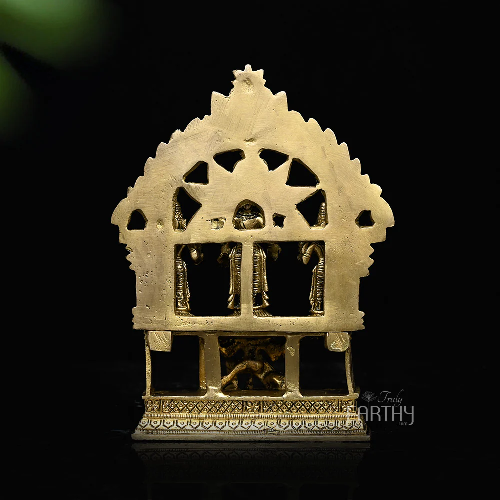 Lord Vishnu with Lakshmi and Bhudevi on Garuda Pedestal In Brass | Handmade - Image 5