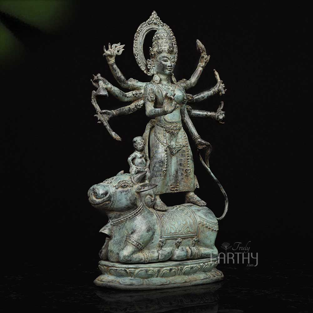 Maa Durga - Bronze Sculpture (40 cm) - Image 2