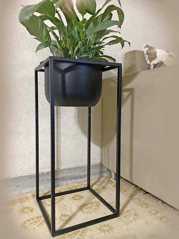 Ohio All Black Metal Planter (without Plant) - Image 2