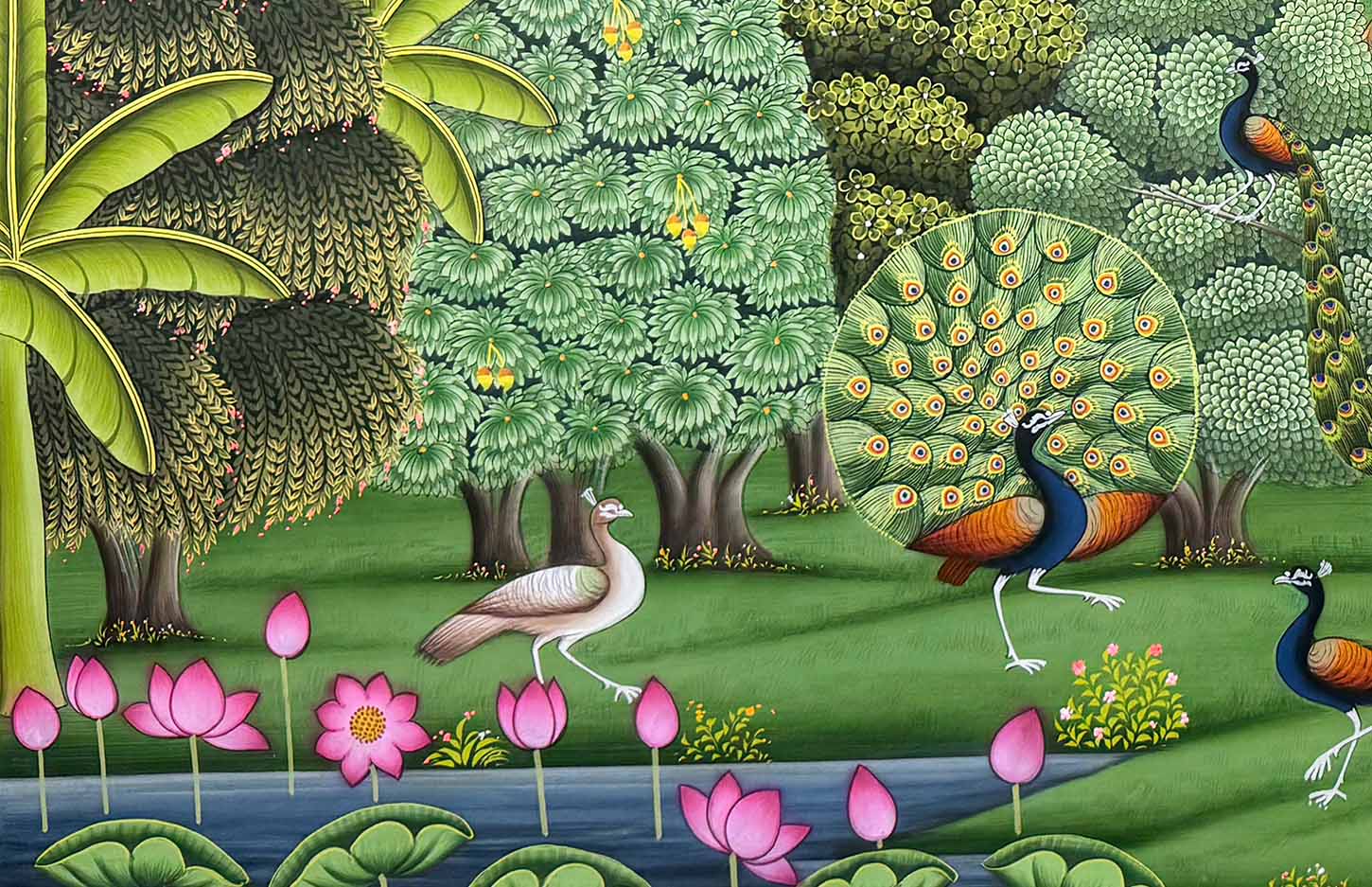Nidhi Van - Handmade Pichwai Painting (Unframed / 121.9 x 76.2 cm) - Image 3