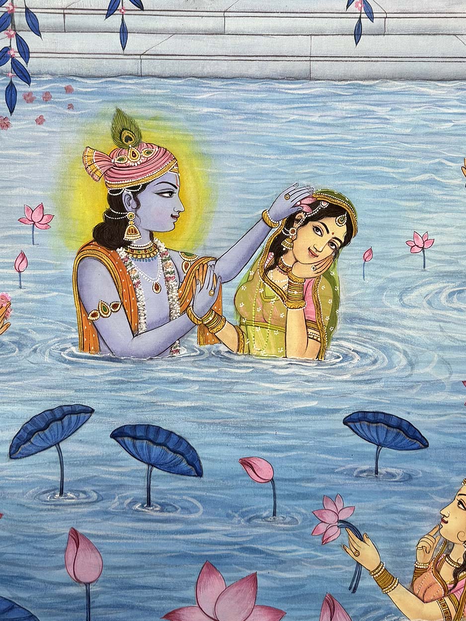 Radha Kund - Handmade Pichwai Painting (Unframed / 132 x 106.6 cm) - Image 3