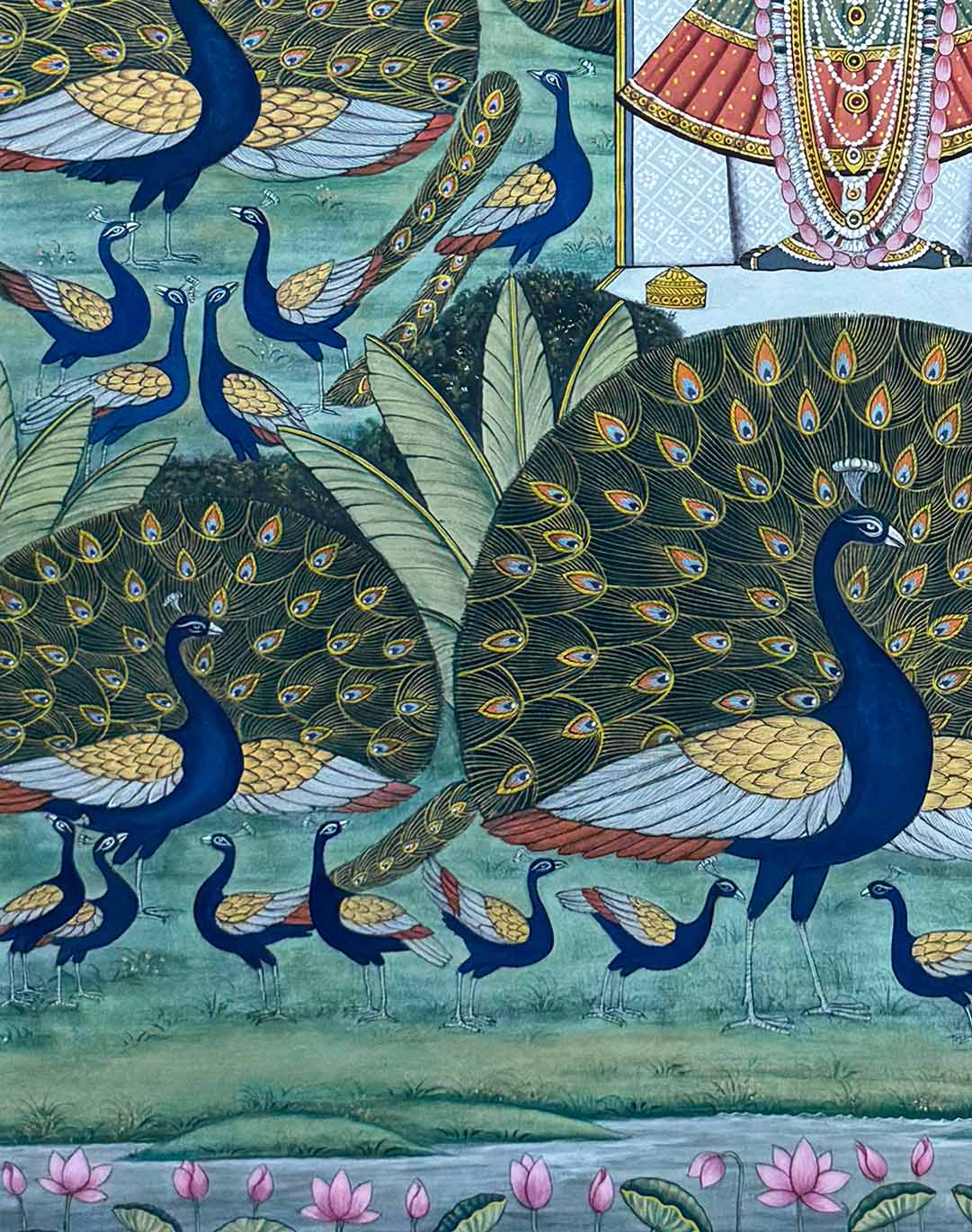 Saavan Leela: Mor Bangla Pichwai (Handmade / Unframed / 106.6 x 137.1 cm) - Image 4